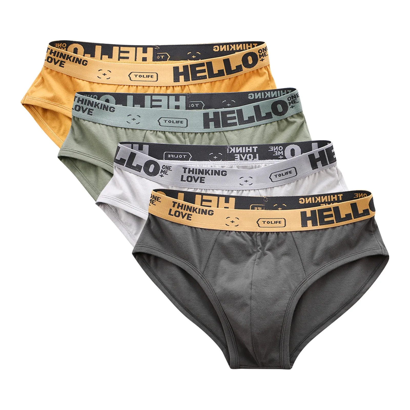 

4PCS Solid Color Men's Soft and Comfortable Cotton Underwear Panties Trendy And Personalized Briefs