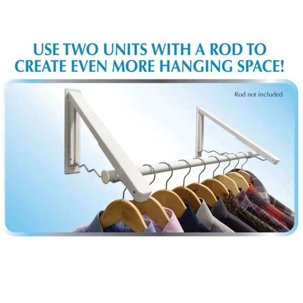 Wall Mounted Retractable Clothes Hanger Space Saving Self-adhesive Foldable Clothing Rack Drying Rack for Laundry Clothes