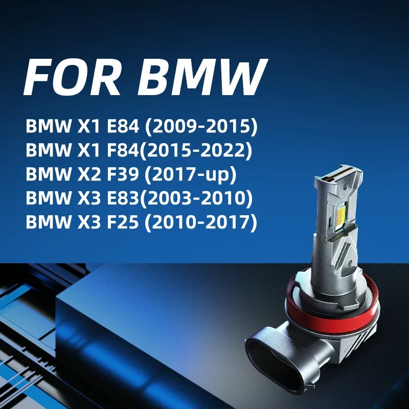 2x Car LED Front Fog Lights Bulbs Dual Colors Switchback White Yellow For BMW X1 X2 X3 E83 E84 F25 F39 F84 2010 2012 2015 2017