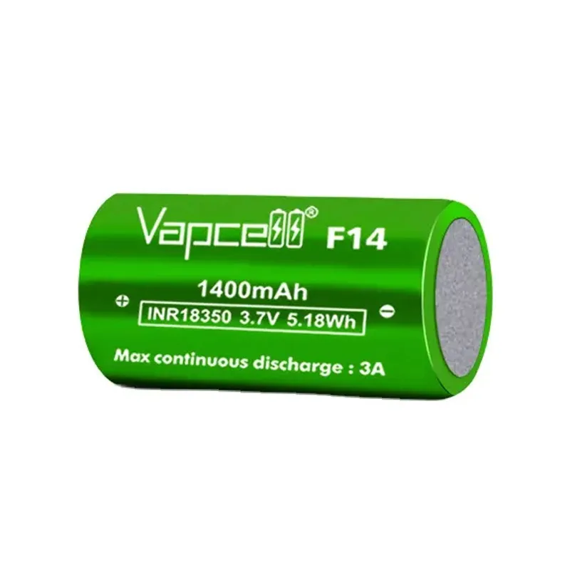 Original Vapcell F14 INR 18350 Battery Highest Capacity 1400mAh 3A 3.7V Rechargeable Li-on Cell Battery For Flashlight Toys UAV