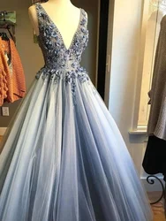 AA-G28 Customized Luxury Arabic Formal Occasion Dresses V Neck Floral A Line Long Women Saudi Party Dress Evening Vestidos Prom