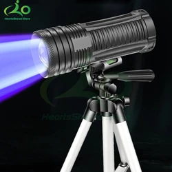 Fishing Flashlight Torch Blue Ultraviolet White Yellow Light Waterproof USB Rechargeable 4 Modes Camping Lamp Stand Lantern Lamp