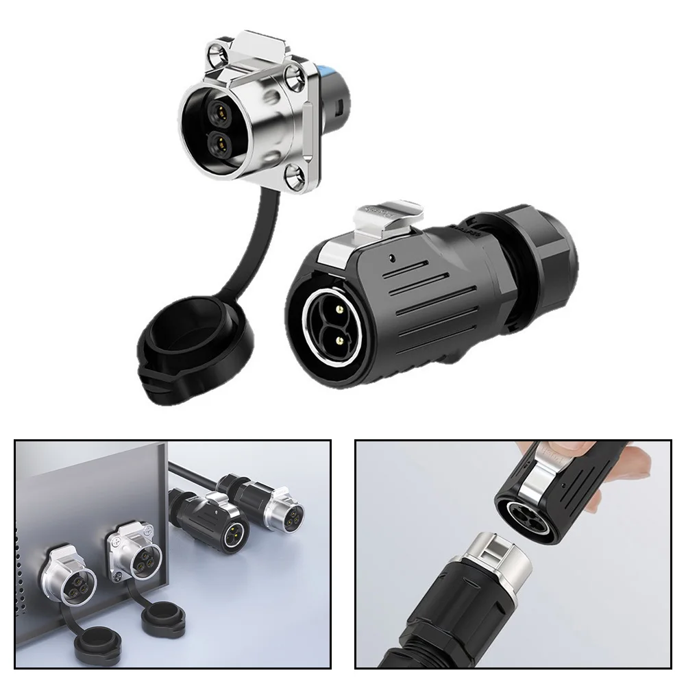 

IP68 Waterproof Industrial Circular Connector Toolless Assembly Screw Lock Gold Plated Contacts 20A 500V For Automation Robotics