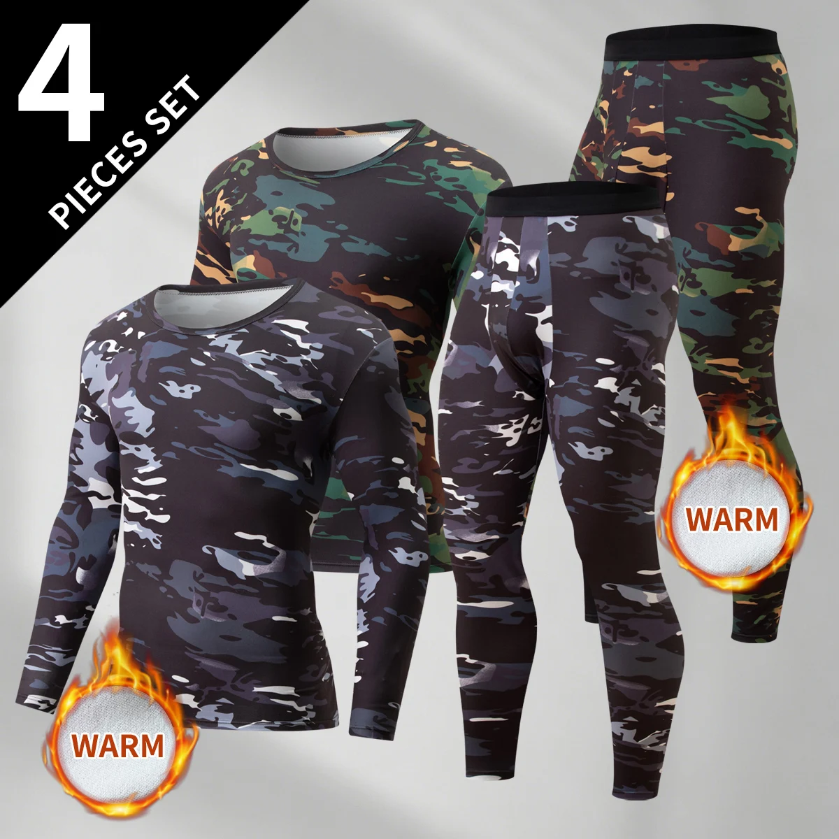 Thermal Long John - 2/4-delig heren warme pak met bedrukte,