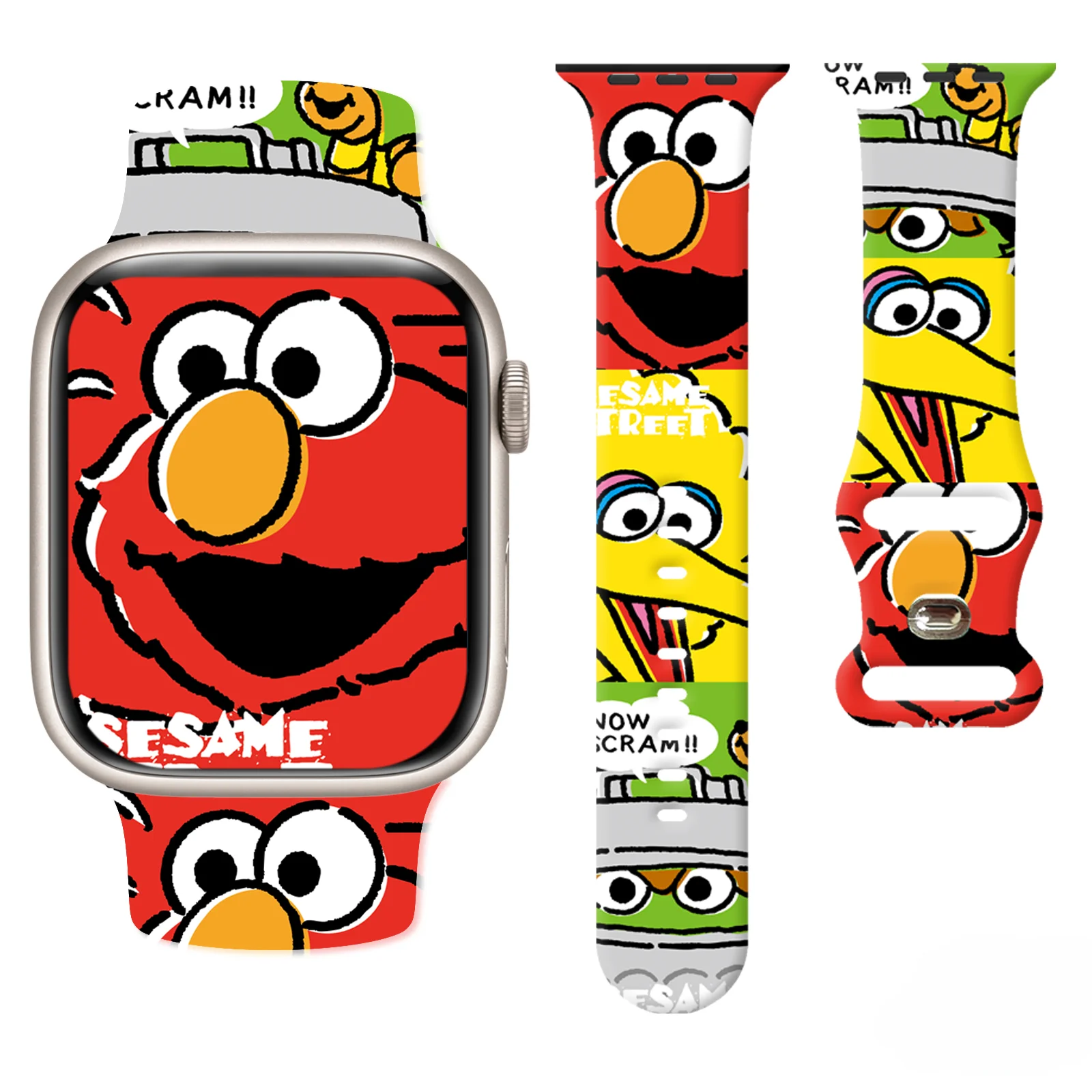 

MINISO Sesame Street 2 Printed Strap for Apple Watch 10 9 8 7 Silicone Band Replaceable Bracelet for iWatch 45mm 44mm 42mm 41mm