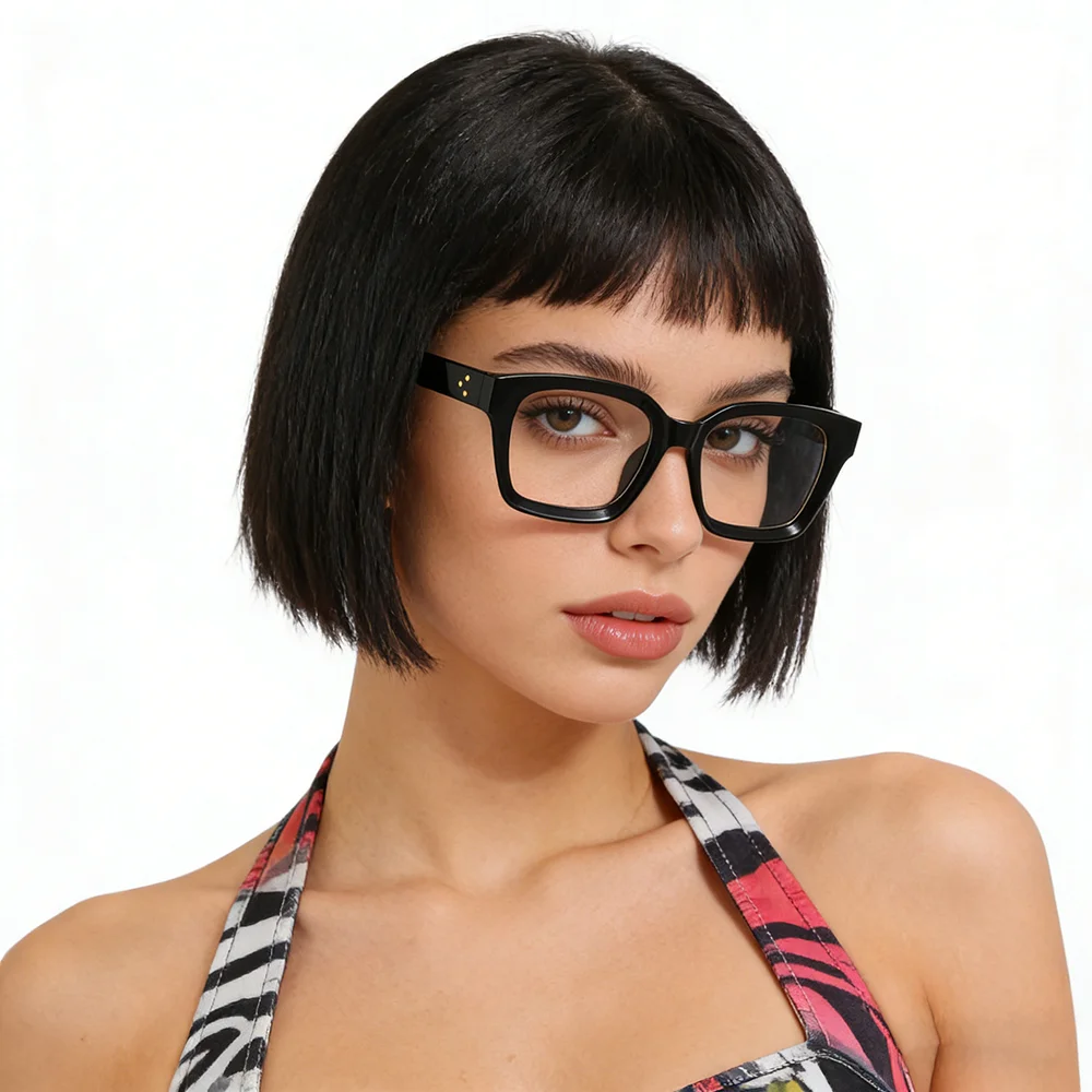 Vintage Square Eyeglasses Women Big Frame Fashion Clear Lens Glasses Leopard Print Transparent Retro Optical Frame Eyewear