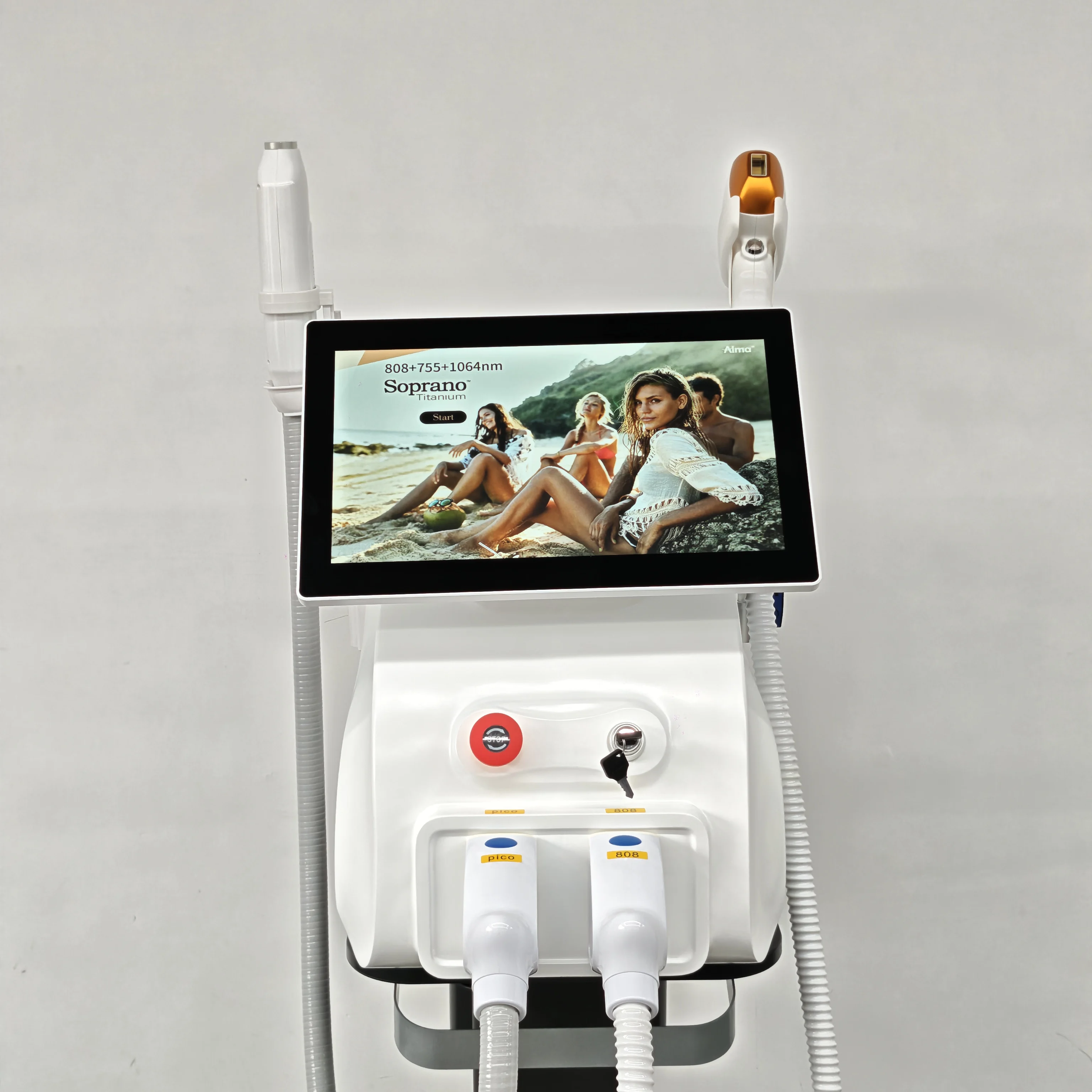 Soprano Titanium Ice Platinum 2-in-1 Diode Laser Machine 755/808/1064nm 4 Wavelengths Painless Hair Removal 4000W 2026 Model for
