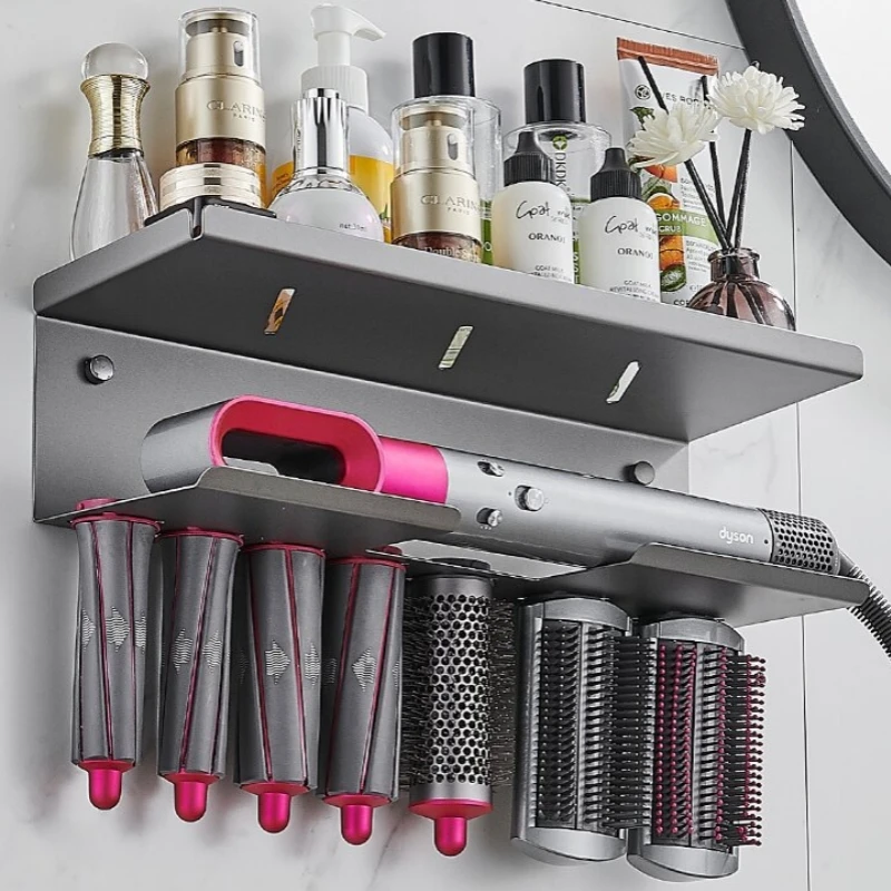 

Wall-mounted Punch/no Punch Airwrap Multi-function Storage Rack Dyson Specialized Wall Shelf Hair Stick Shelf Bathroom Organizer