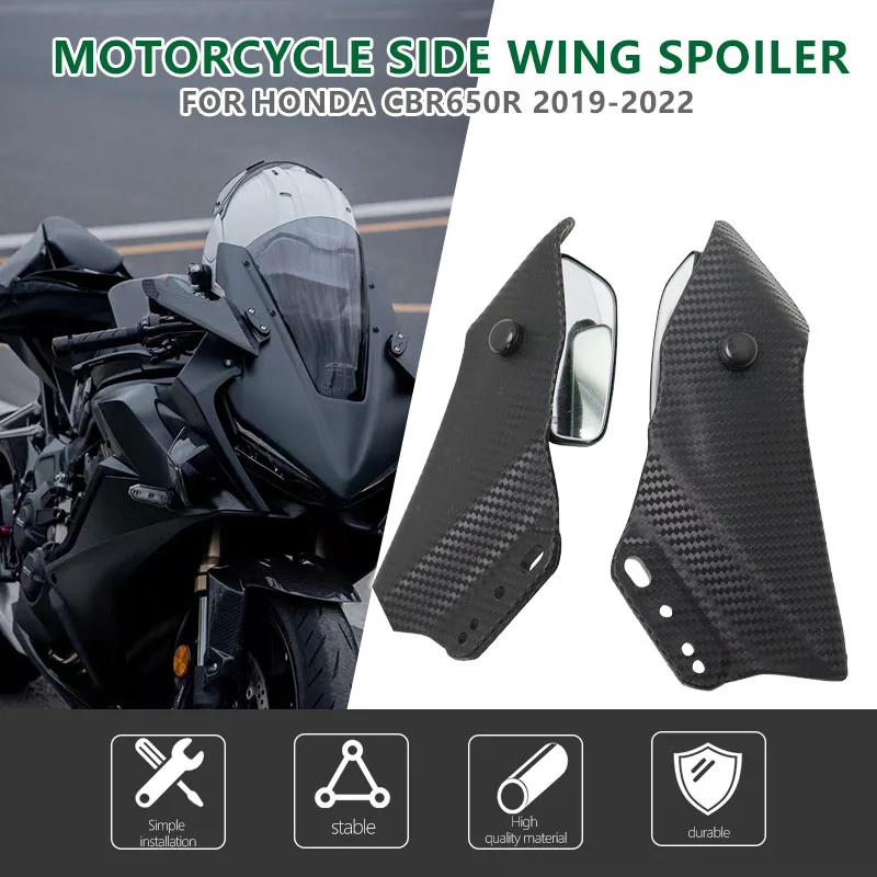 for YAMAHA R1 R6 TMAX530 Adjustable Side Wing Spoiler Front Fairing Universal Motorcycle With Rear View Mirror for HONDA CBR650R