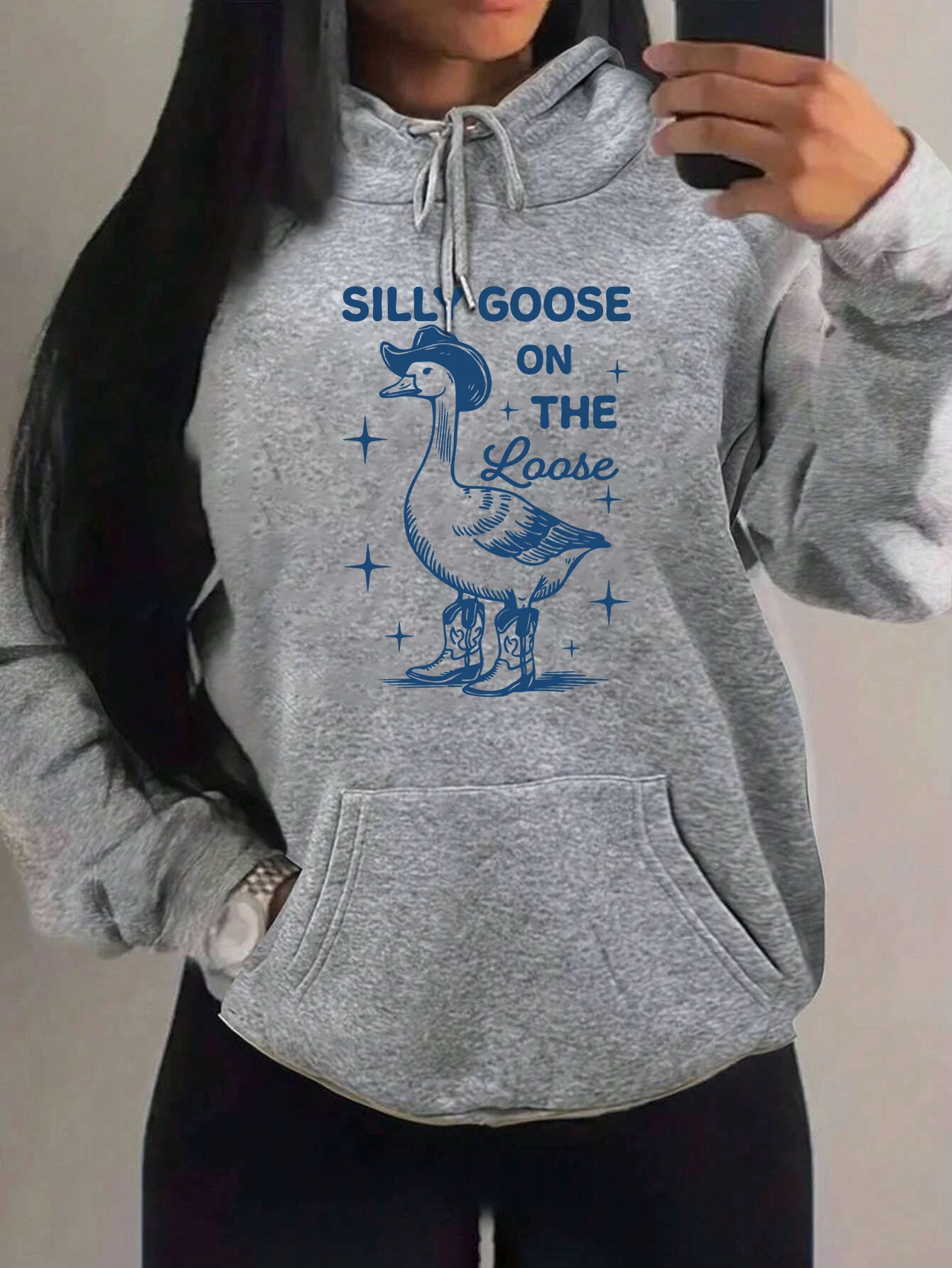 

Silly Cool Goose Prints Women Clothing Creativity Fleece Hoodies Hip Hop Street Hoody Casual Multicolor Y2K Sportswear Unisex