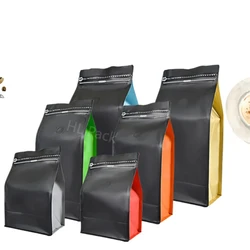 50pcs 100g 250g 500g 1kg Printed Colorful Aluminum Foil Matt Coffee Packaging Bag T-zipper and With Valve