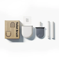 Practical Silicone TPR Toilet Brush and Holder Soft Bristles Bathroom Detachable non-dead Angle Household Silicone Bristles