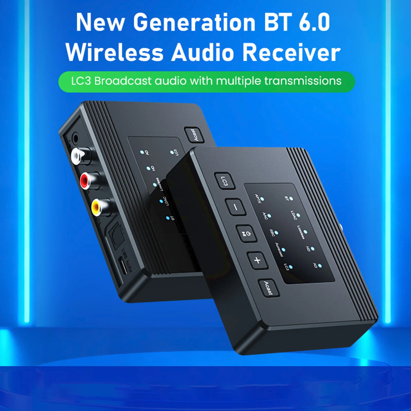 LDAC AptX-HD/AD/LL BT 6.0 HD Audio Receiver 300mAh Auracast Broadcast Receiver Transmitter Adapter for Home Stereo Speaker - view 4