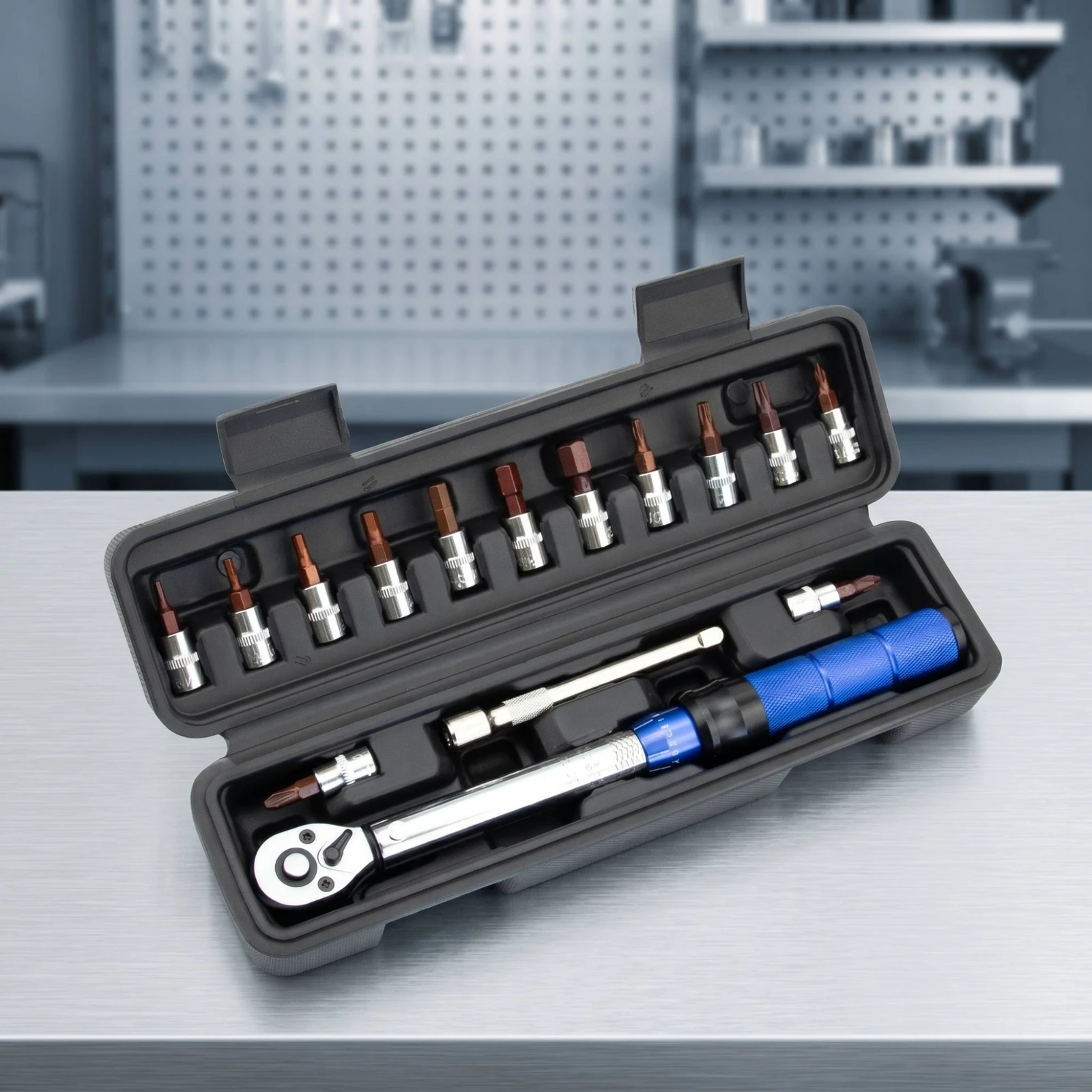 1/4 Inch Drive Tension Wrench Set Compact Tension Wrench with Extension Bar Tool Easy to Read Accurate for Cyclists, Workshop