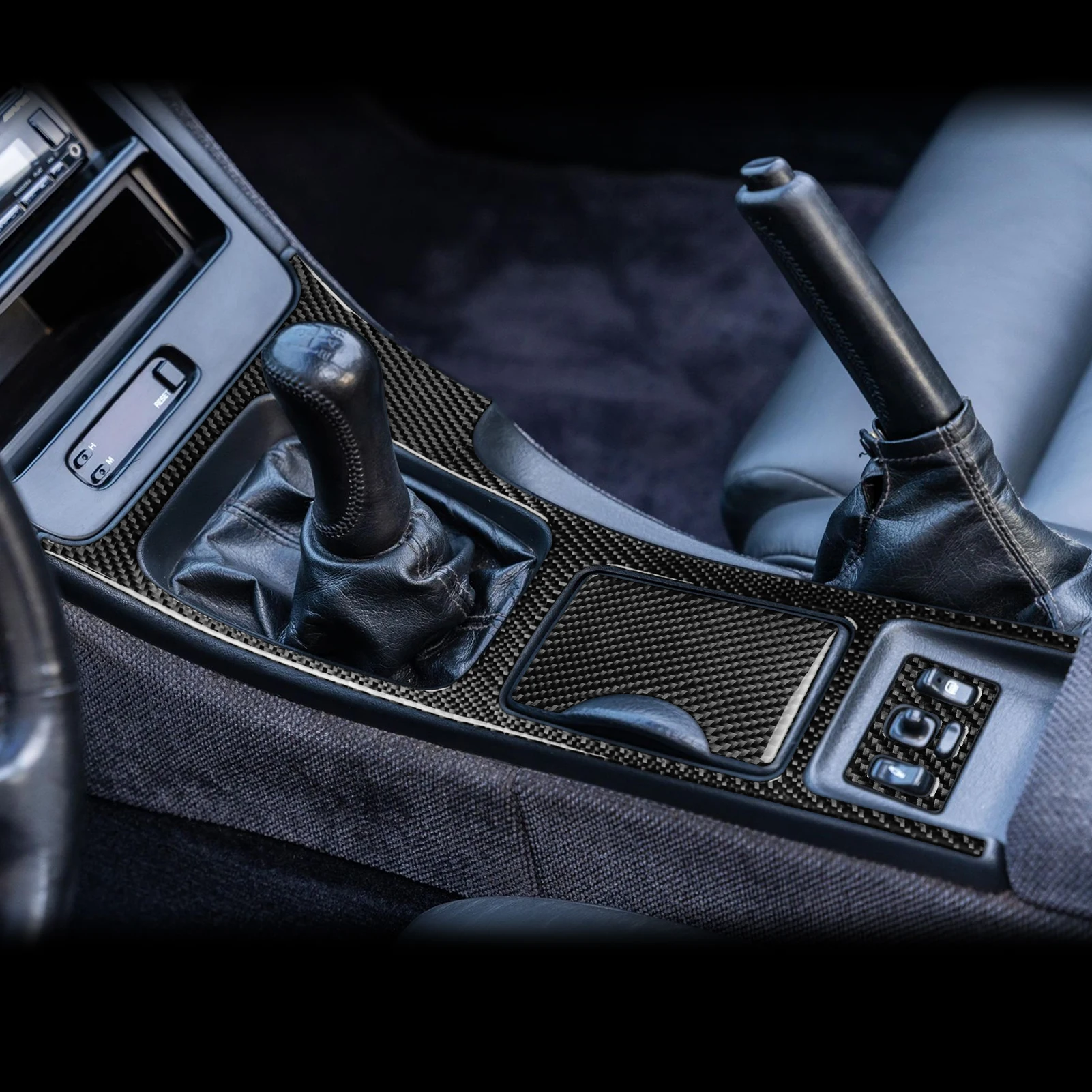 For Nissan 300ZX 1989-1997 Real Carbon Fiber Stickers central Gear Shift transmission Panel Car Accessories Interior decorative
