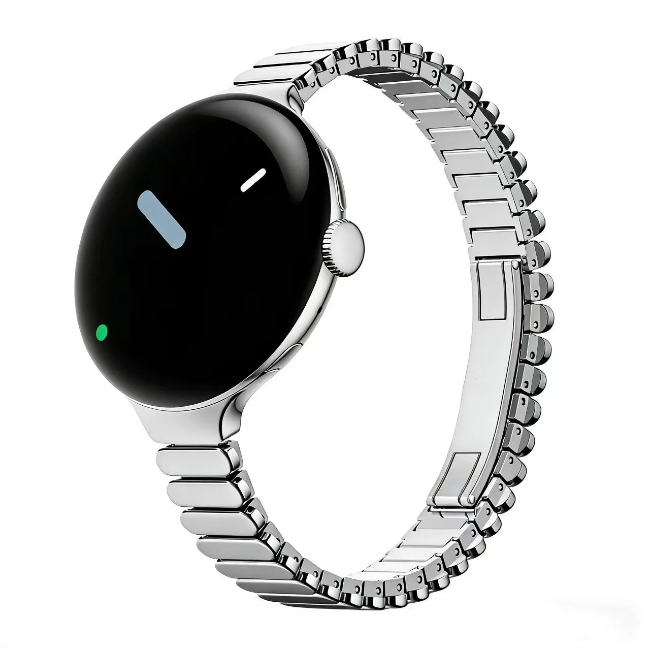 Oval Shape Link Watch Band for Google Pixel Watch 4/3/2/1 41mm Stainless Steel Wrist Strap with Butterfly Clasp