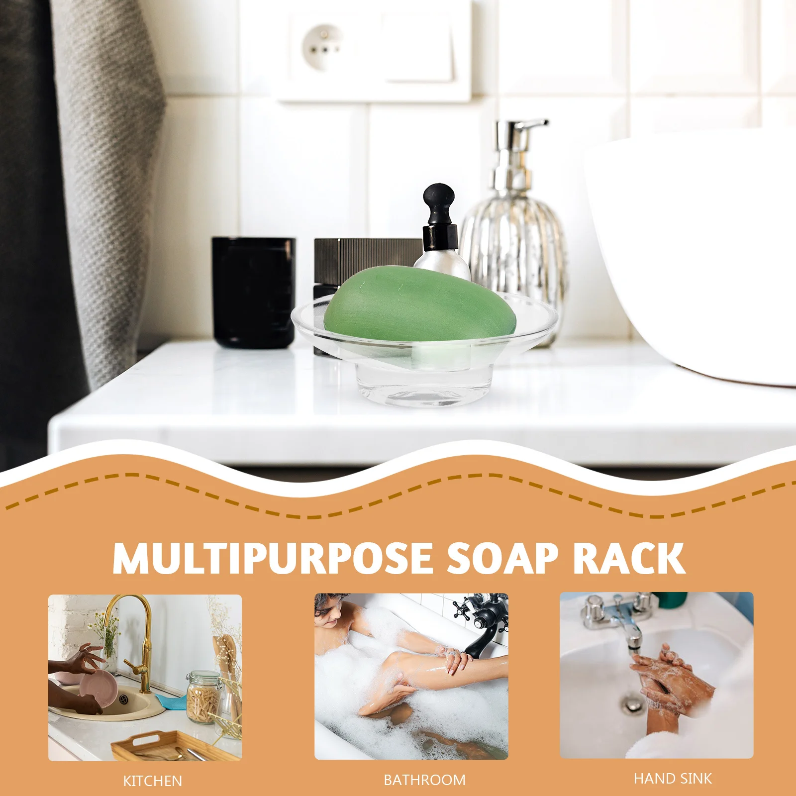 Transparent Round Glass Soap Box Bathroom Storage Container Holder Drain Tray for Shower Home Travel Outdoor Glass Soap Dish