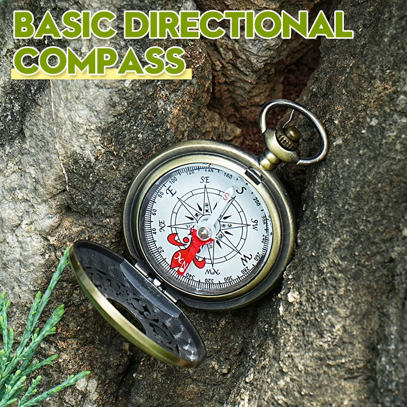 

Metal Vintage Compass Pocket Watch Style Night Light Outdoor Convenient Navigation Tool Retro Design