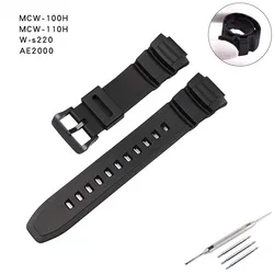 Men 16mm resin watch band accessories compatible for Casio MCW-100H 110H W-S220 HDDS100 5434 watch strap rubber sport wristband