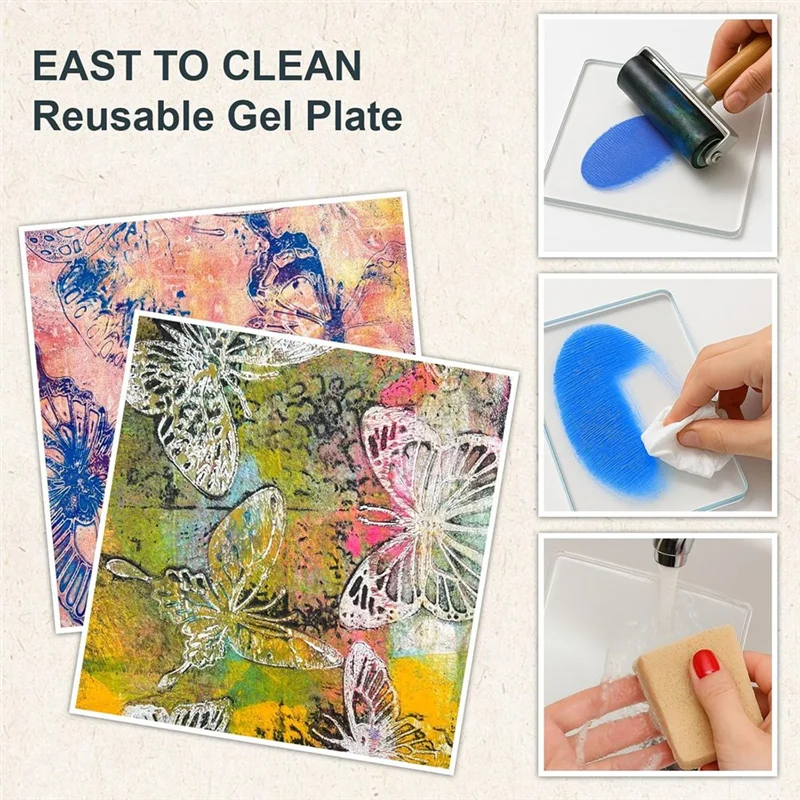 

Gel Printing Plate Kit, With 5" X7" Gel Plate, Brayer, Acrylic Paint, A5 Printmaking Paper, And Essential Tools For Art