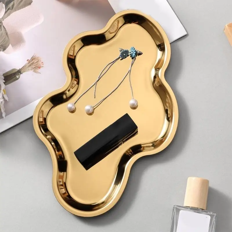 Metal Tabletop Tray in Cloud Form with Raised for Bathroom Counter, Dresser Top, Jewelry and Storage 87HA