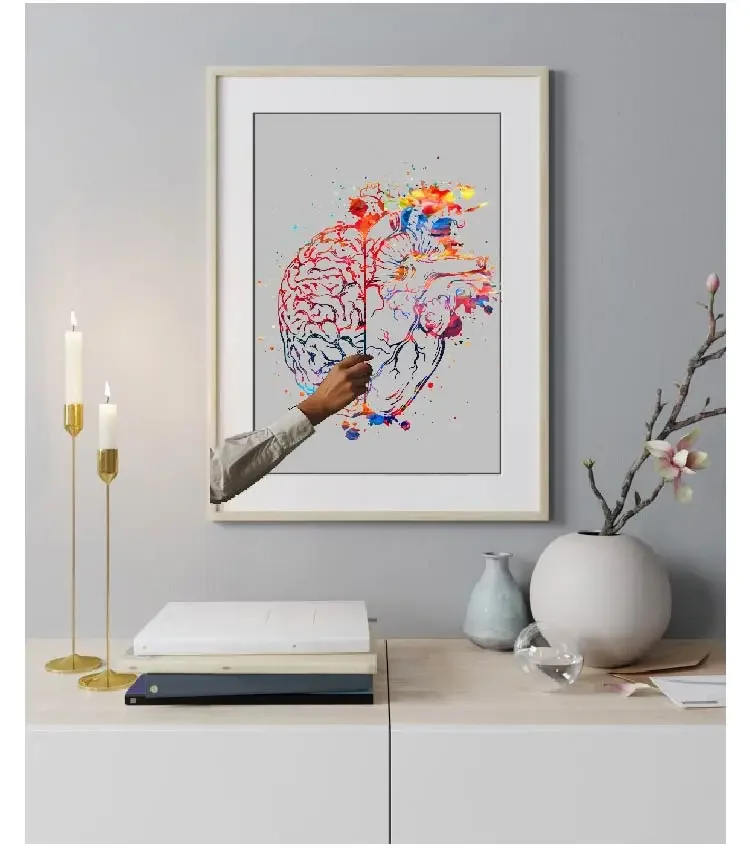 Watercolor Human Anatomy Wall Art Poster Heart Brain Balance Prints Canvas Painting Medical Pictures Doctor Clinic Home Decor