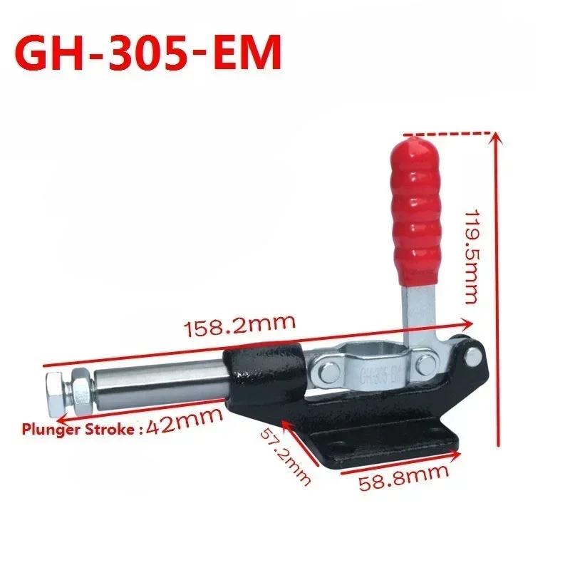 Push Pull Operated Type GH-305-EM Holding Capacity 386kgs Plunger Stroke 42mm Toggle Clamp Quick Release Hand Tools