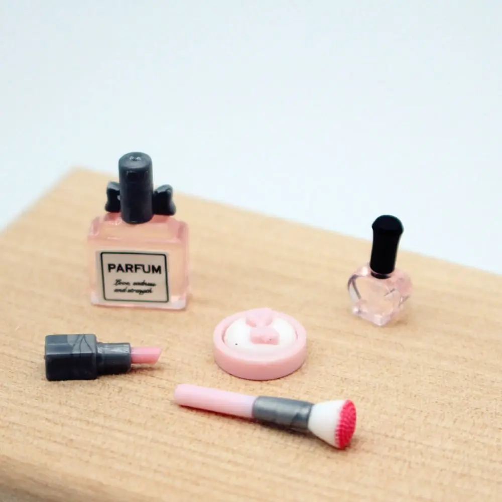 Trendy DIY 1/12 Dollhouse Mini Makeup Emulational Delicate Lipstick Perfume Powder Brush Model House Scene Accessories