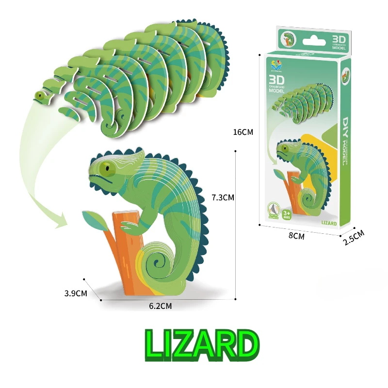 Rompecabezas tridimensional 3d de papel de dibujos animados, juguete para niños, mundo animal, jardín de infantes, adorno educativo hecho a mano, modelo DIY
