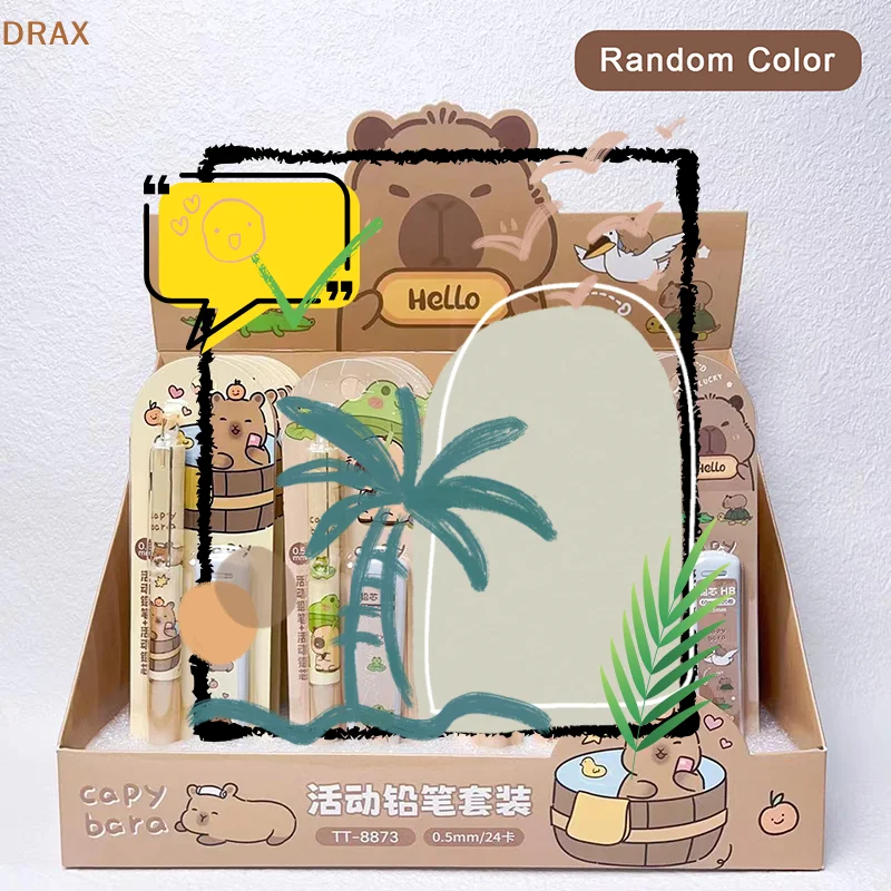 

Набор механических карандашей Kawaii Capybara 0,5 мм, карандаши для рисования и письма, канцелярские принадлежности с героями мультфильмов, школьные канцелярские принадлежности, детский подарок