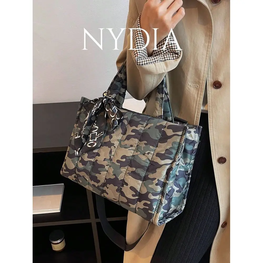 

Decor Camo Print Skinny Scarf Decor Quilted Top Handle Bag