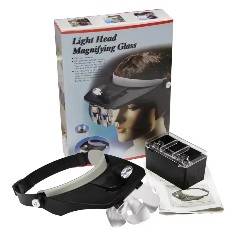 LED Binocular Head Magnifier with 4 Lenses for Beekeeping Larva Grafting Queen Rearing Observation Tool