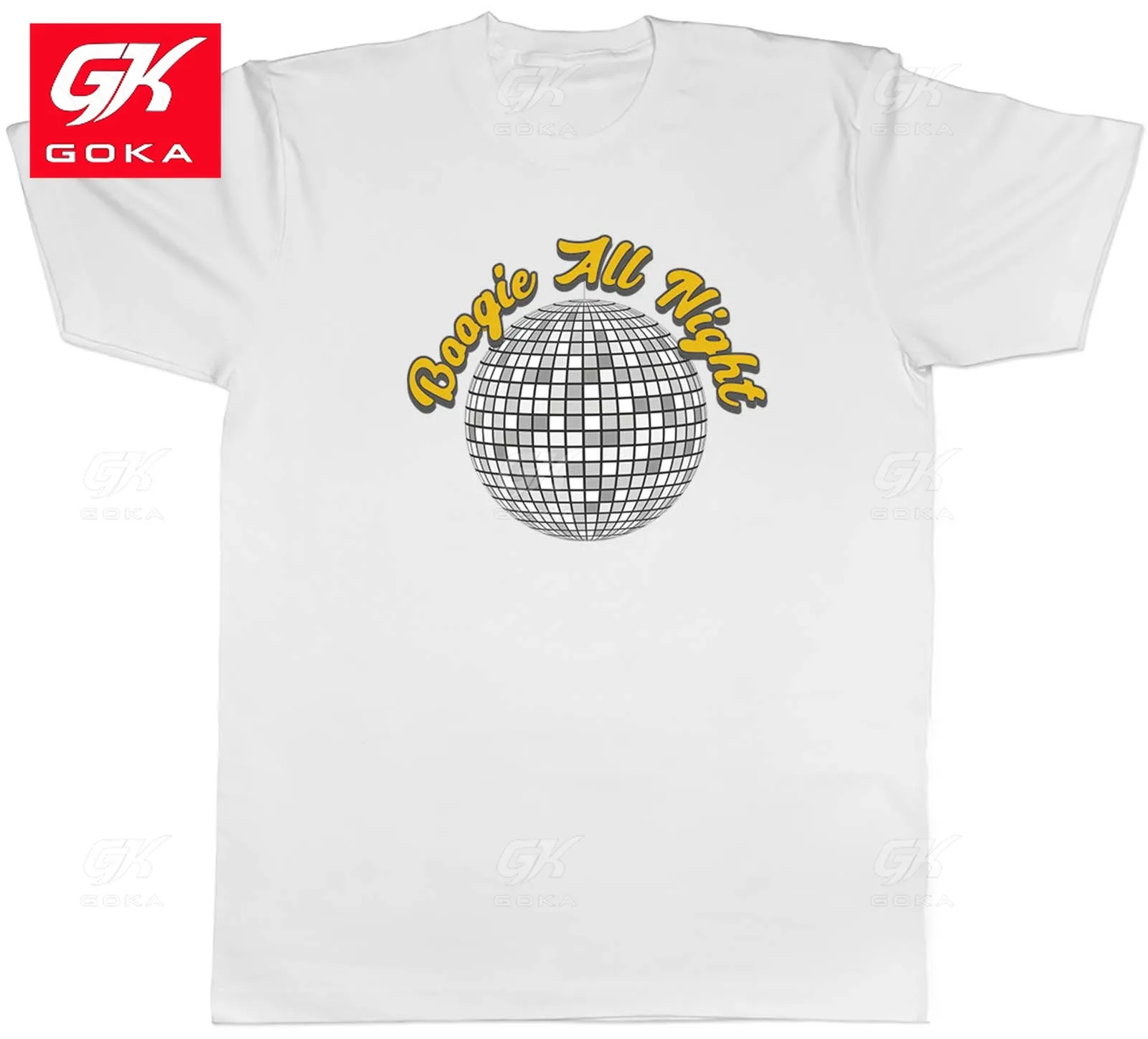 Boogie All Night Mens T-Shirt Disco Ball 70's 60's Funk Soul Dance Tee Gift Graphic Clothing Cotton Tees Vintage Printed Tops