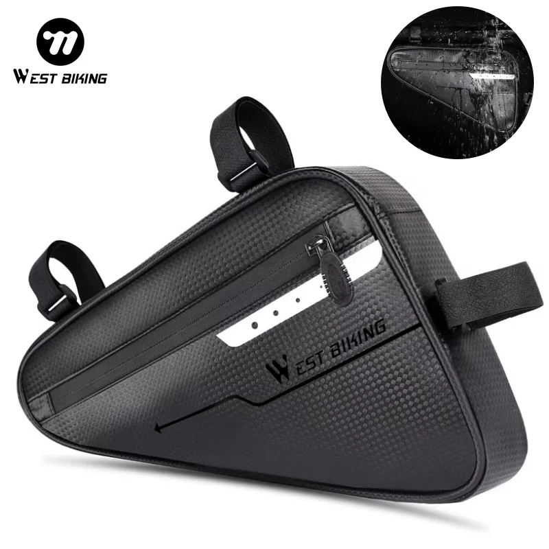 

WEST BIKING 3L BicycleTube Bag MTB дорожный велосипед треугольная сумка водонепроницаемая светоотражающая велосипедная рама передние сумки аксессуары для велосипеда