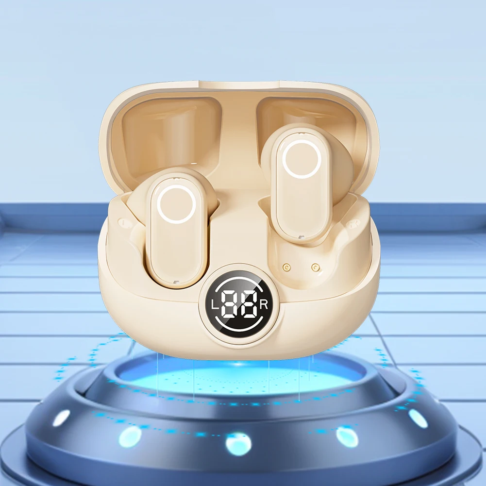 무선 이어버드 내장 마이크 헤드셋 BT 5.4 스포츠/운동/달리기용 충전 케이스가 포함된 방수 이어폰 헤드폰