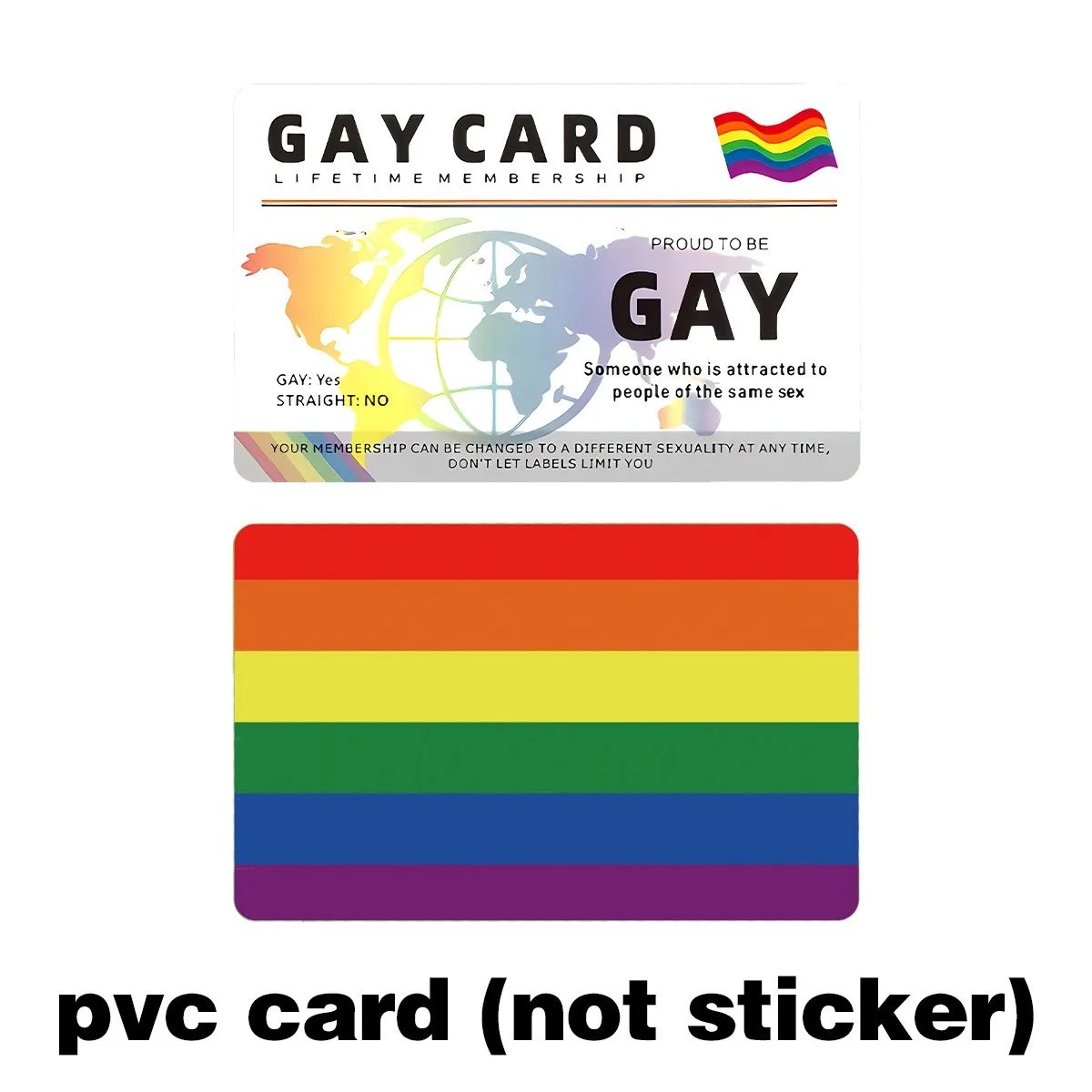 1 قطعة بطاقة عضوية LGBTQ + Pride مدى الحياة - بطاقة عضوية على طراز بطاقة هوية المثليين PVC غير لاصقة، LGBTQ + فردية وحليف souv