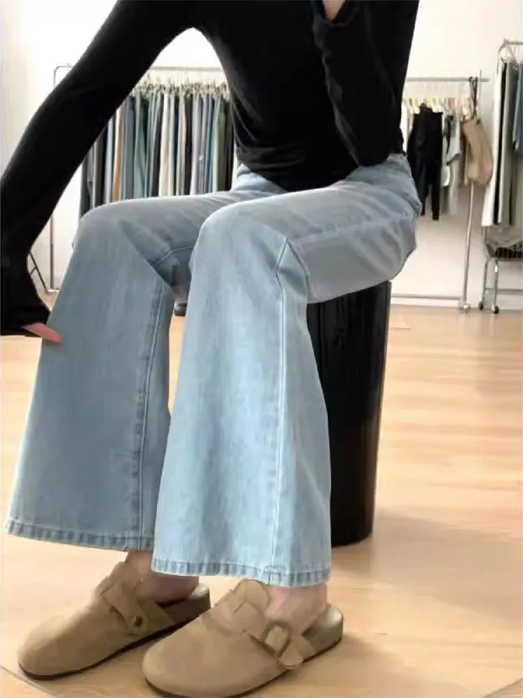 ارتفاع الخصر واسعة الساق الجينز النساء فضفاضة تناسب Bootcut الدنيم السراويل الصيف المضادة للتجاعيد عالية الخصر السراويل الطويلة حجم كبير