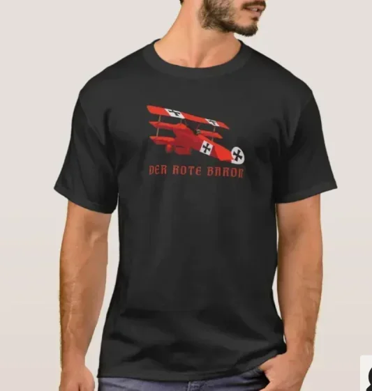 

Футболка Red Baron Fokker DR1 Triplane WWI Fighter Aircraft с коротким рукавом, повседневная летняя мужская футболка из 100% хлопка с круглым вырезом, размер S-3XL