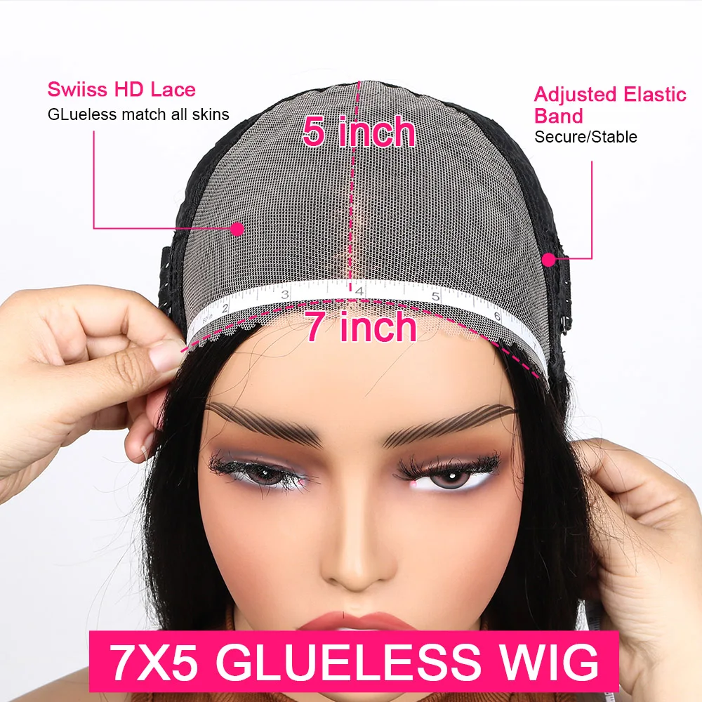 Peluca de cabello humano ondulado 7x5, 200% de densidad, 32 pulgadas, pelucas sin pegamento, pelucas con cierre de encaje HD, cabello humano, peluca de encaje ondulado