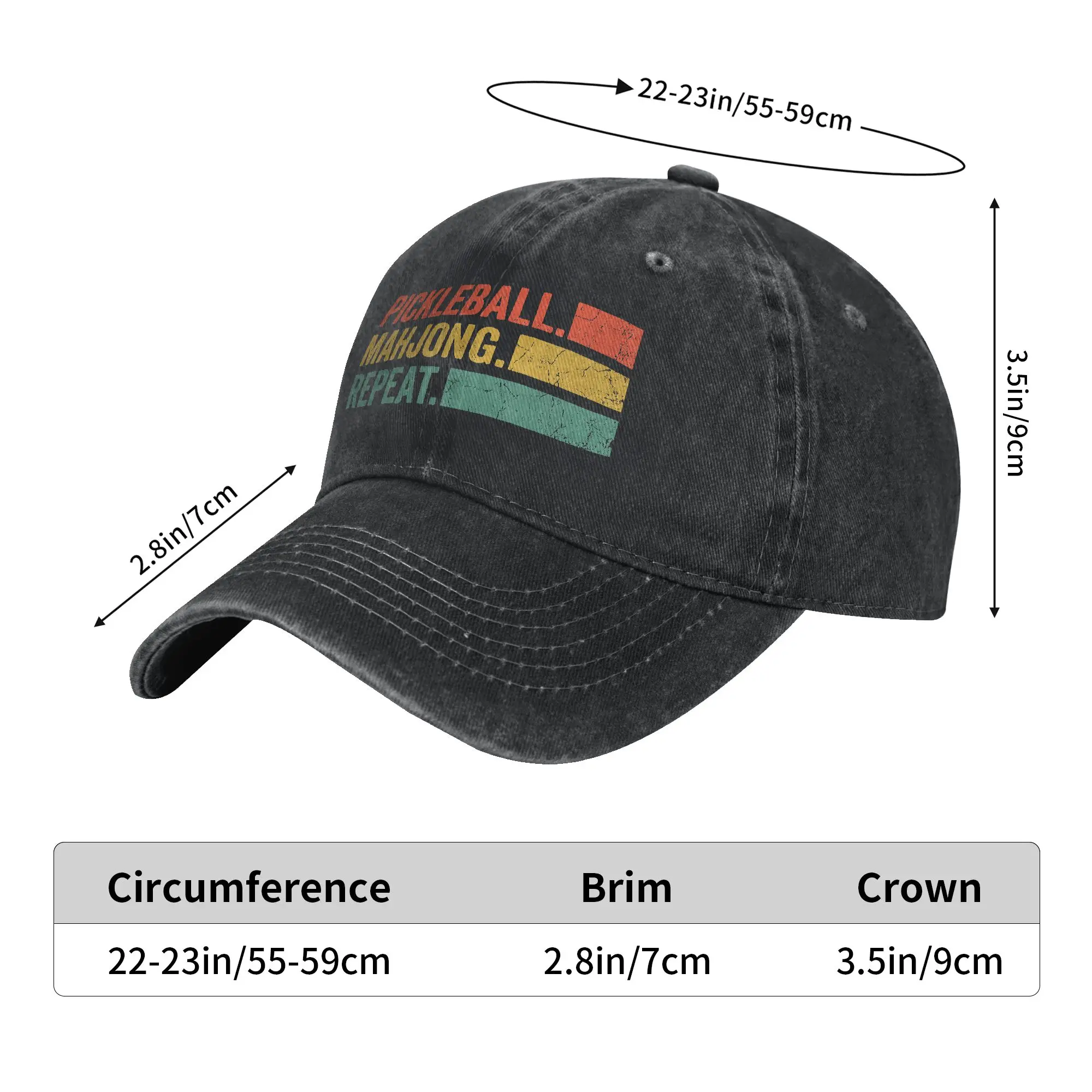 Washed Baseball Cap Retro Pickleball Mahjong Repeat Paddle Player Summer Trucker Hat For Couple Women y2k Rock Sun Baseball Caps