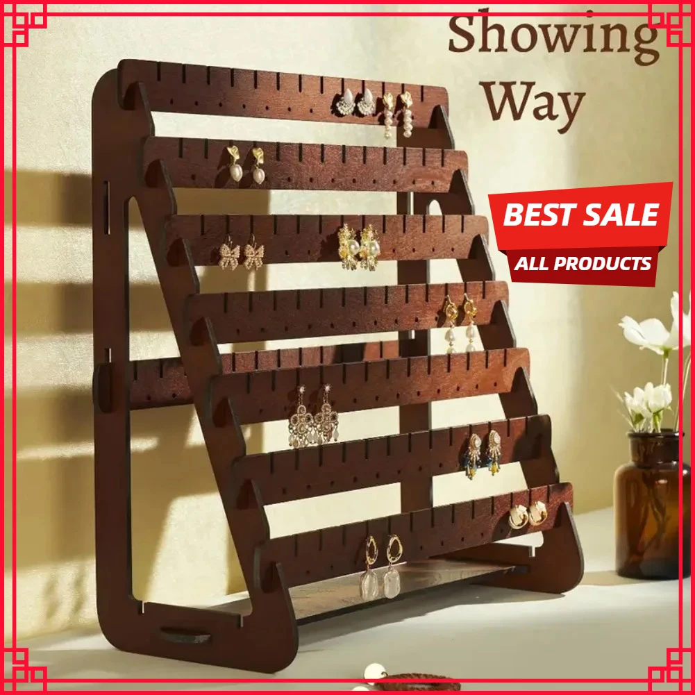 

Подставка для серег, органайзер для хранения ювелирных изделий, деревянная, большой вместимости, для туалетного столика, для продажи в магазинах