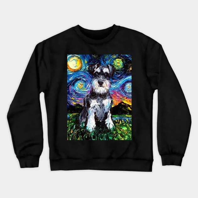 

Autumn and Winter Artistic Starry Night Dog Sweatshirt, "Van Gogh - Style Dog Graphic" for A Trendy Look