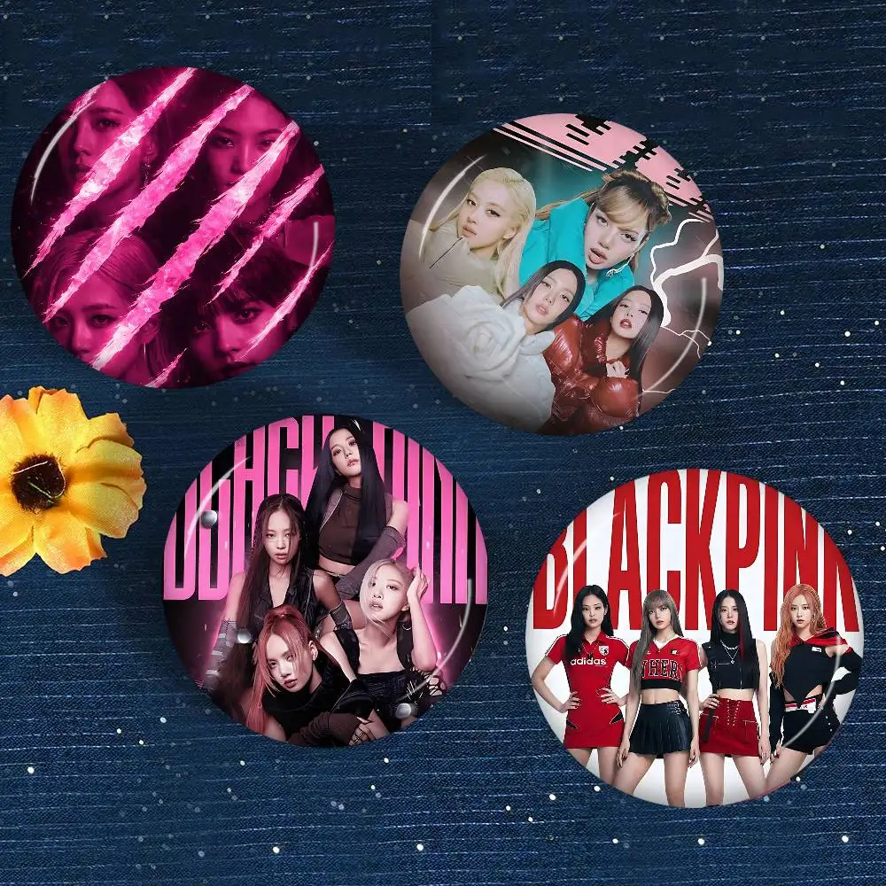 B-Black Kpop Group P-Pinks Gril Broches Criativos de Lata com Botão Macio, Ícone de Animal, Acessórios para Lapela e Mochila