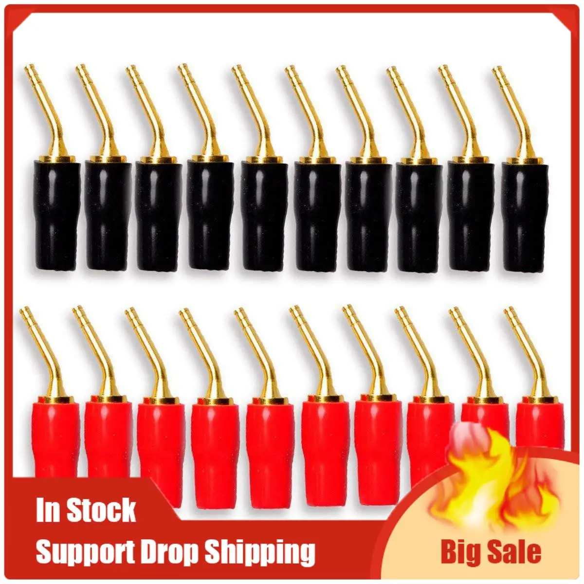 10 أزواج من 10 أزواج من دبوس توصيل الموز 2 مم، موصل كابل مكبر الصوت و5 أزواج من سدادات الموز، موصلات، برغي مفتوح Ty