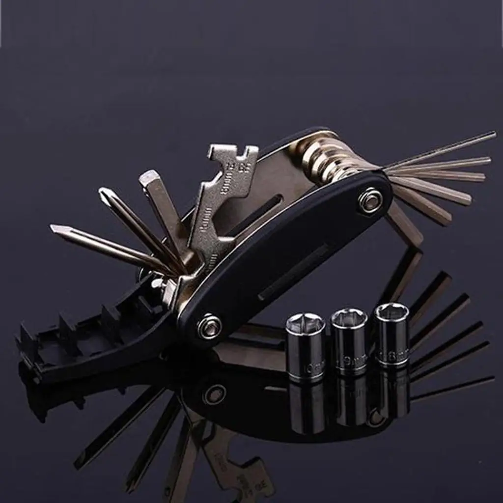 16 In1 Bike Bycicle Cycling Mini Fold Repair Tool Kit Multi-Function Hex Wrench Nut Tire Repair Hex Allen Key Screwdriver Socket