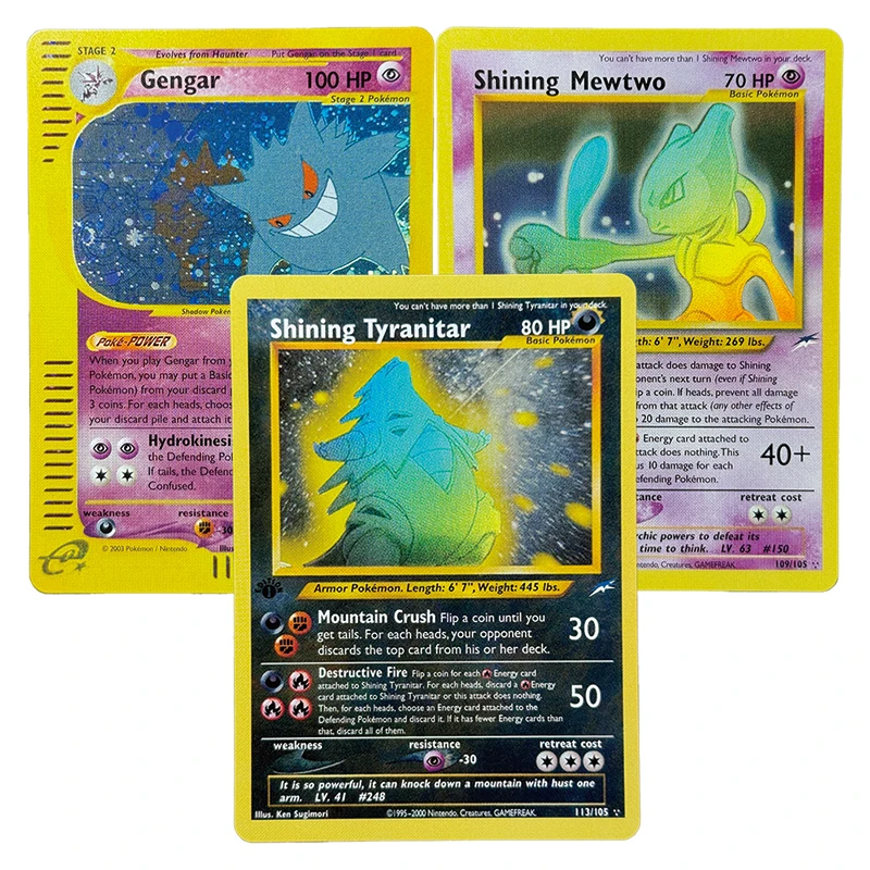 Фольгированные карты PKM Прокси-карты Gengar Shining Mewtwo Shining Tyranitar Gengar VMAX Giratina V Shining Gyarados Chariza Mew ex PTCG