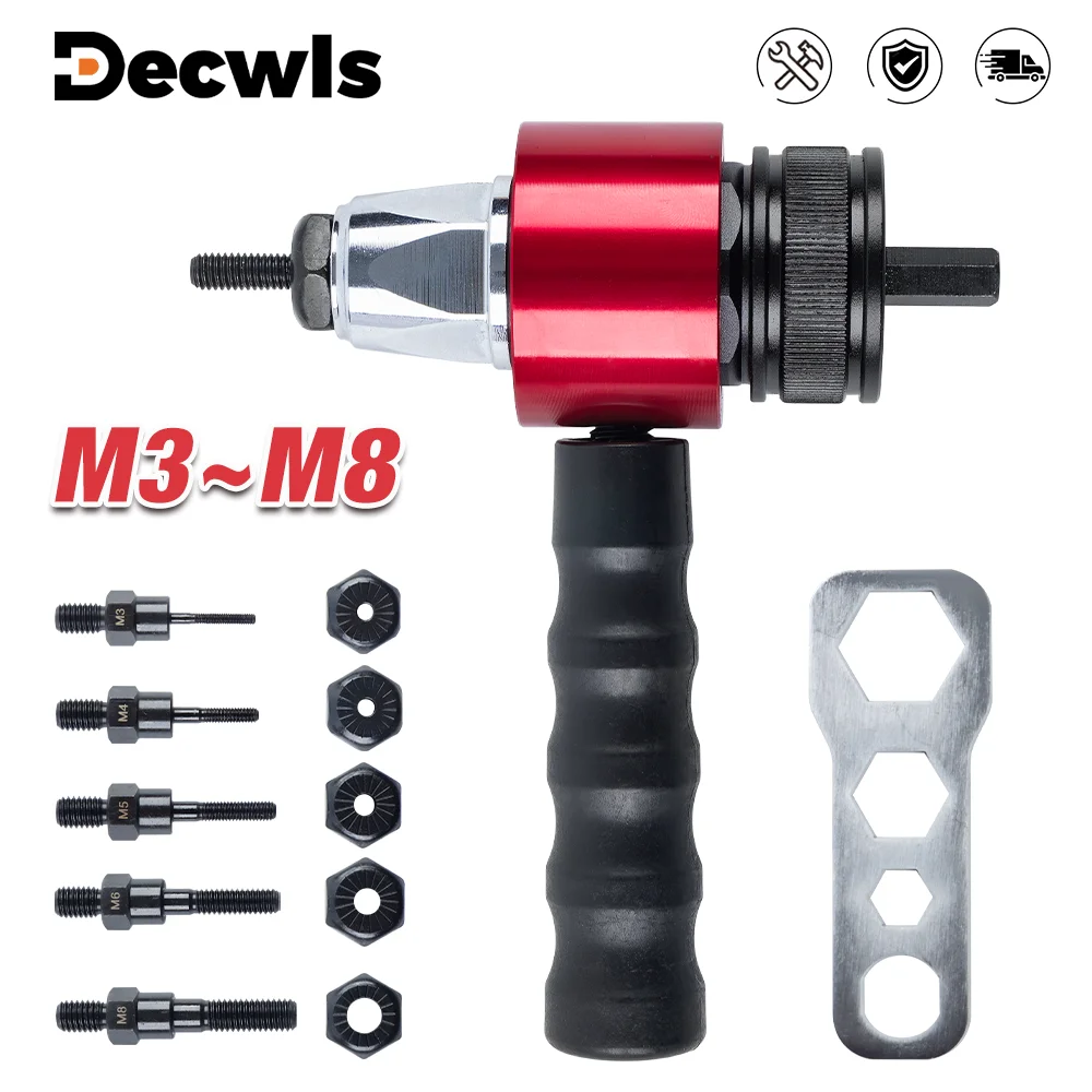 Rivet Gun M3 M4 M5 M6 M8, Household Electric Rivet Nut Gun Converter, Industrial Grade Nut Riveting Tool, Fast Nut Riveting Tool