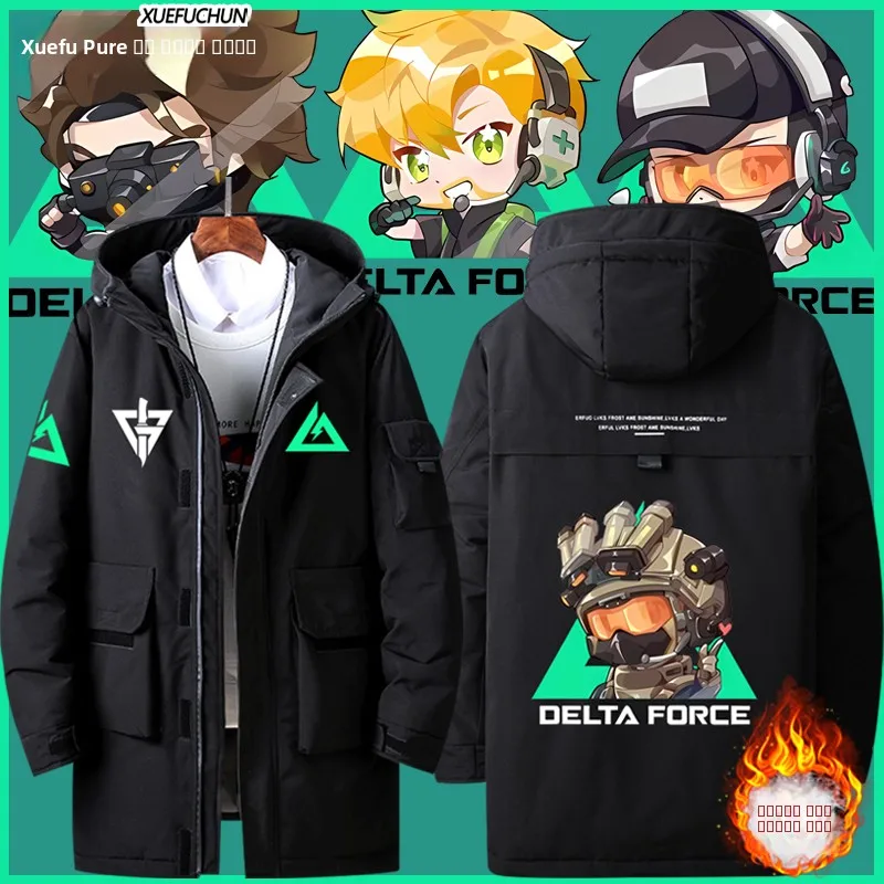

Delta Game Action Weaving Dragon Q Version down Jaet Outerwear Men Women Autumn Winter New Sle Clothes Polyester Fiber