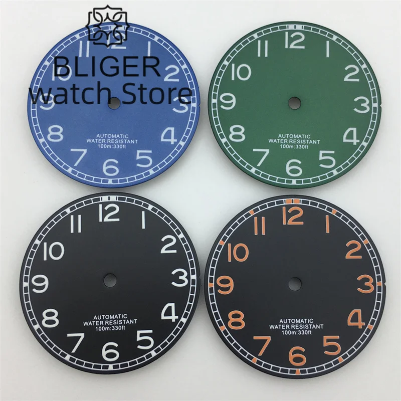 Циферблат BLIGER 29 мм черный зеленый синий циферблат зеленый светящийся подходит для NH34 NH35 NH36 ETA2824 2836 PT5000 Miyota DG