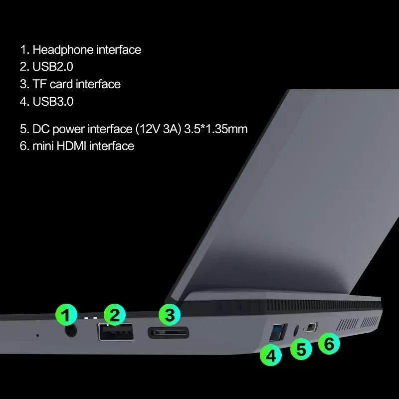 PC notebook da 7 pollici Intel N100 con touch screen Windows 11Pro con più terminali collegati Notebook USB MiniHDMI WiFi Light